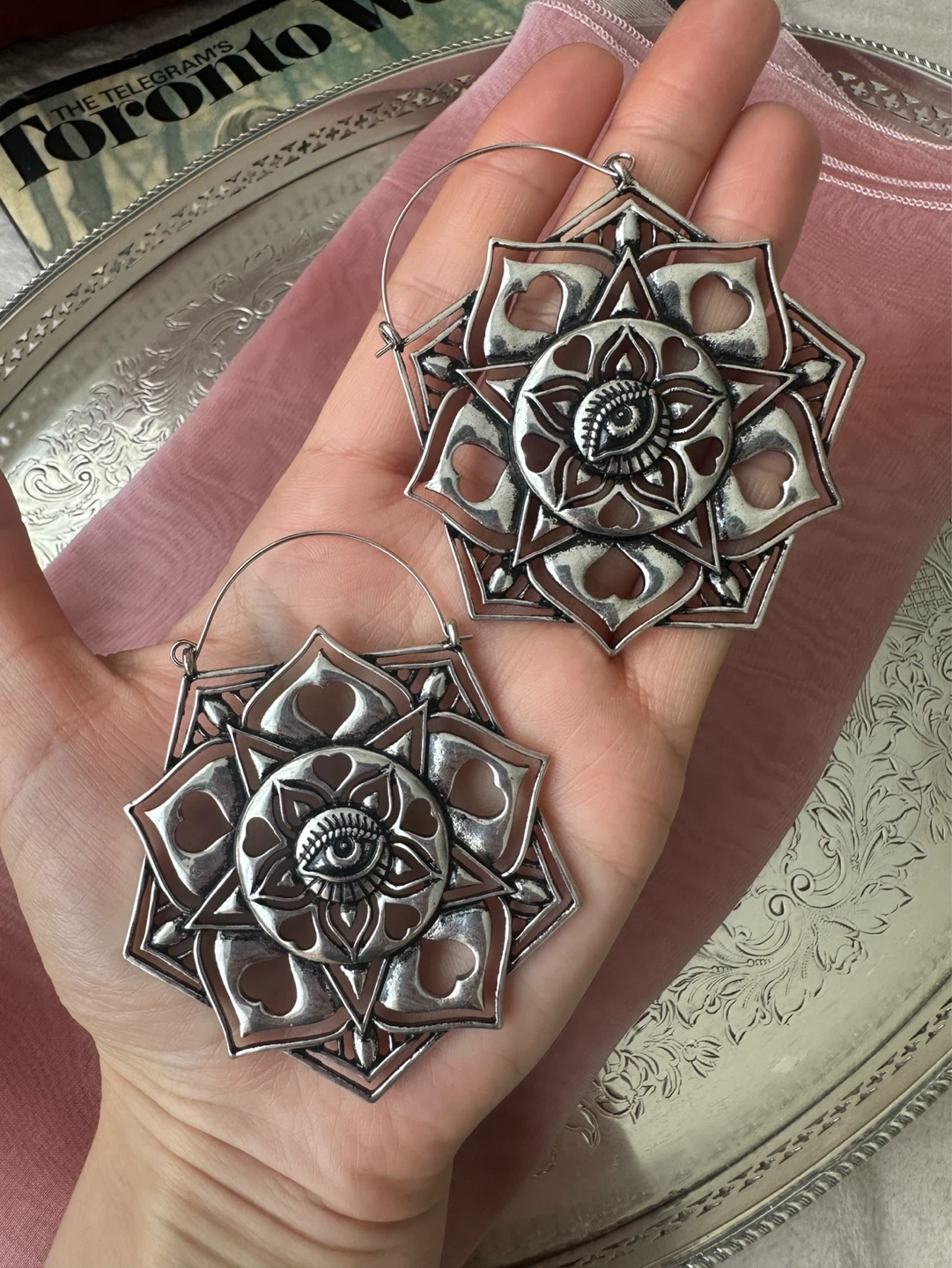 Large Mandala Eye Hoop Earrings