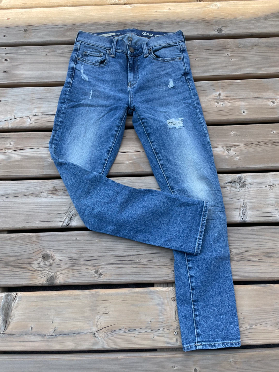 Gap Girlfriend Jeans - Distressed Blue Denim - Size 24R - photo 4