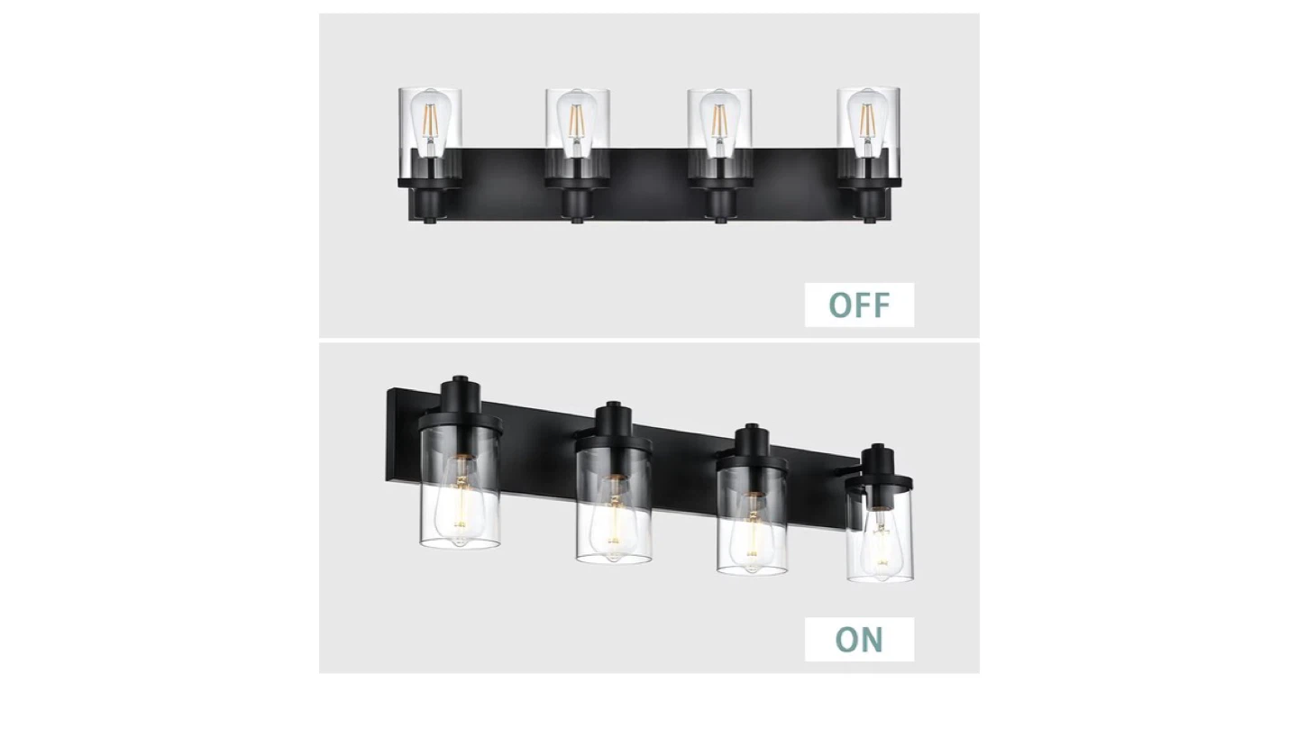 4-Light Black Vanity Light Fixture with Glass Shades - photo 3