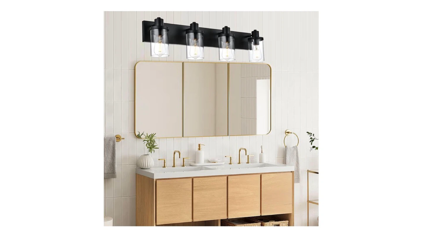 4-Light Black Vanity Light Fixture with Glass Shades - photo 2
