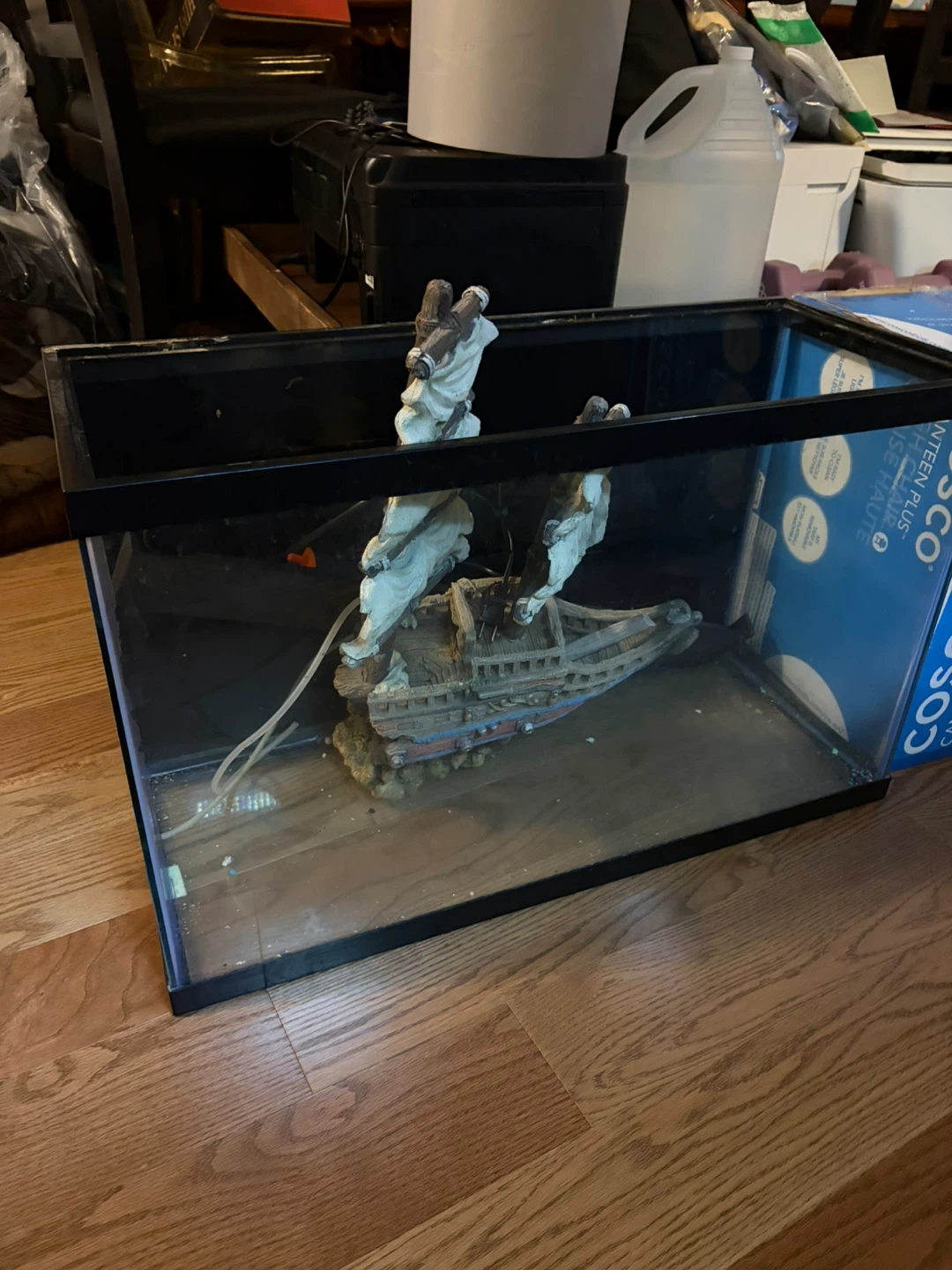 Aquarium Tank with Ship Decor