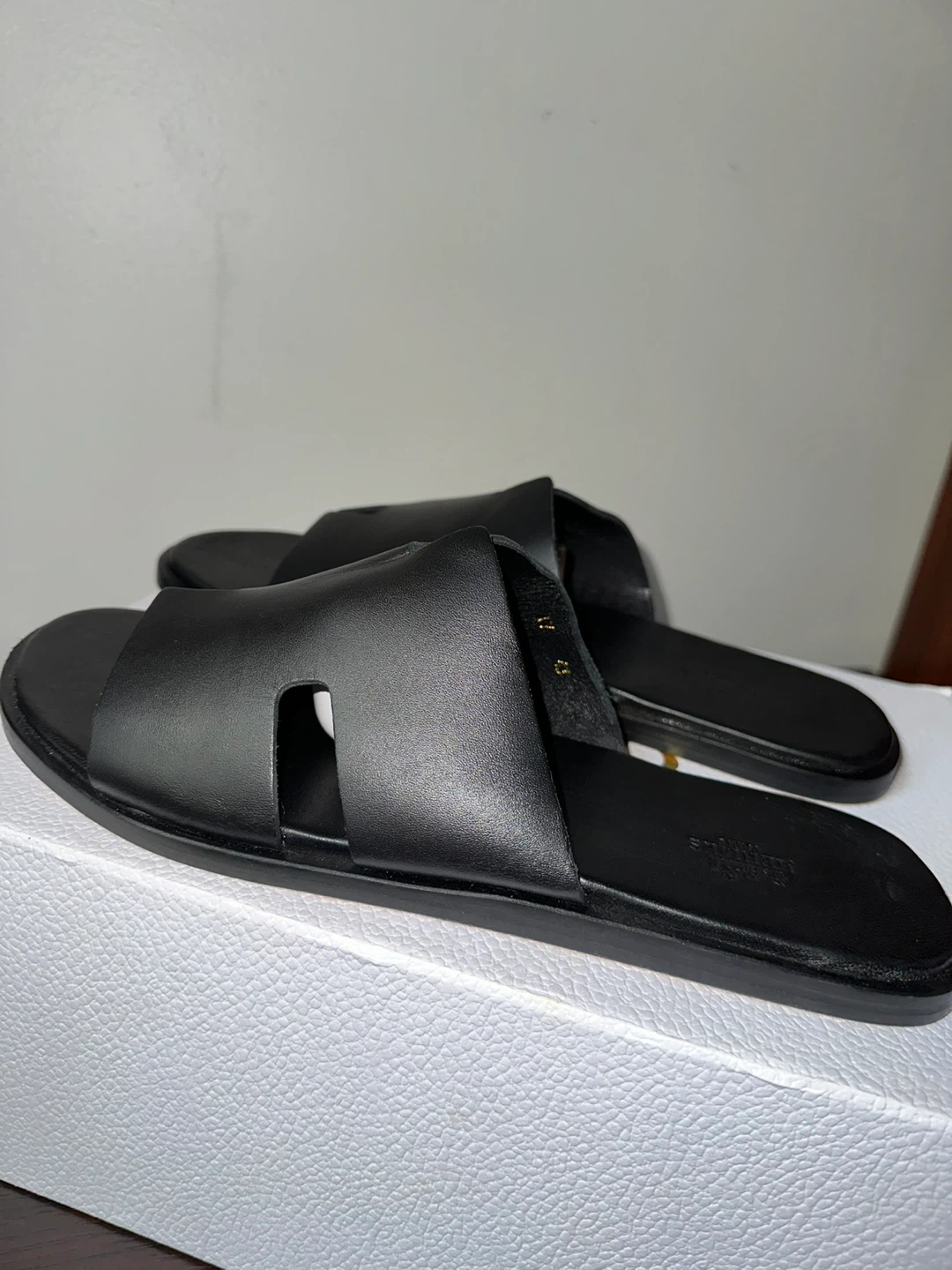 Hermes Black Leather Slides - photo 3
