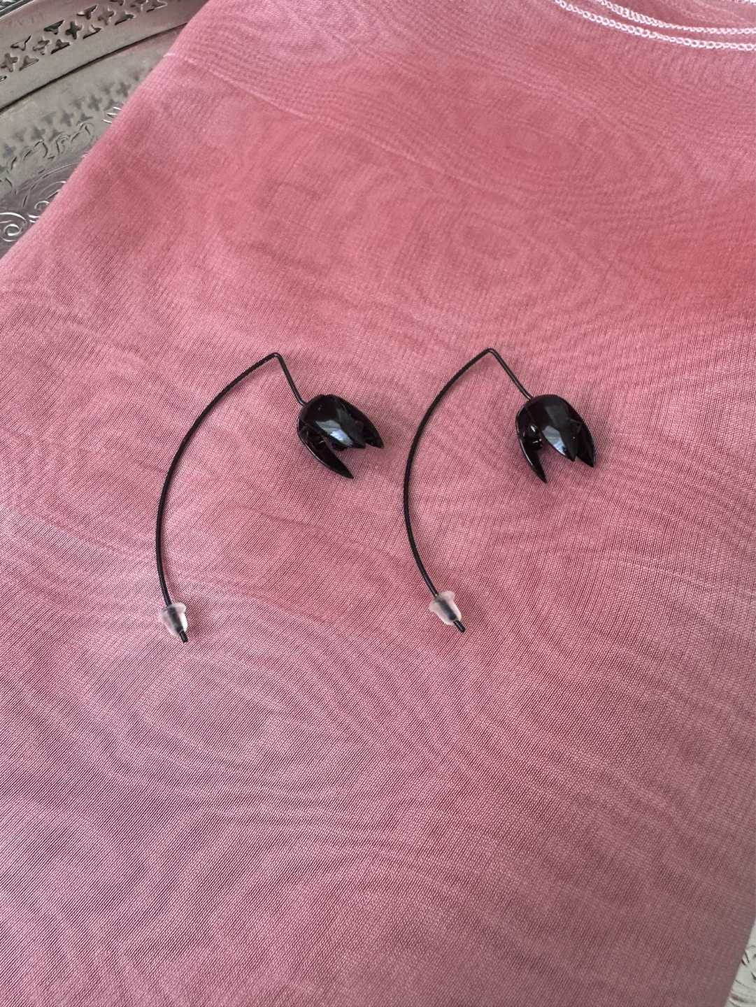 Black Tulip Drop Earrings