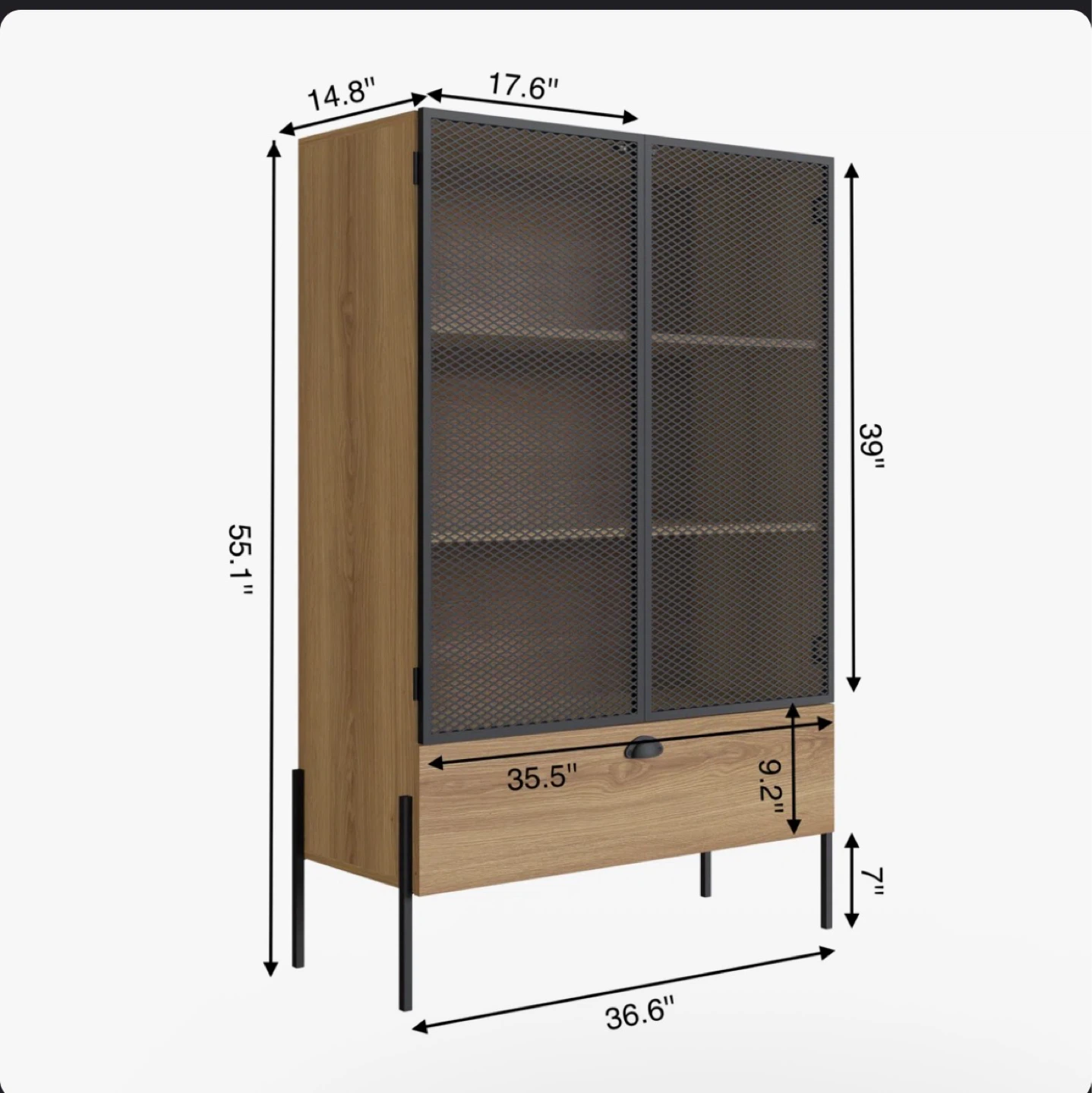 Rayisha Mesh 2-Door Display Storage Cabinet - photo 3