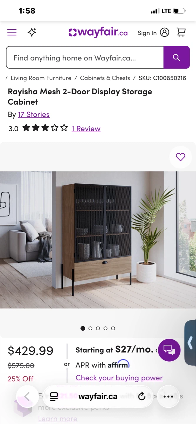 Rayisha Mesh 2-Door Display Storage Cabinet - photo 5