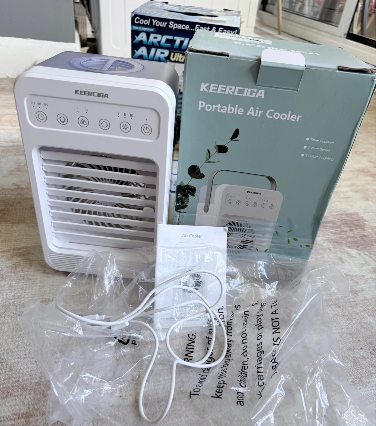 KEERCIGA 4-in-1 Portable Air Cooler Fan - Light White - photo 2
