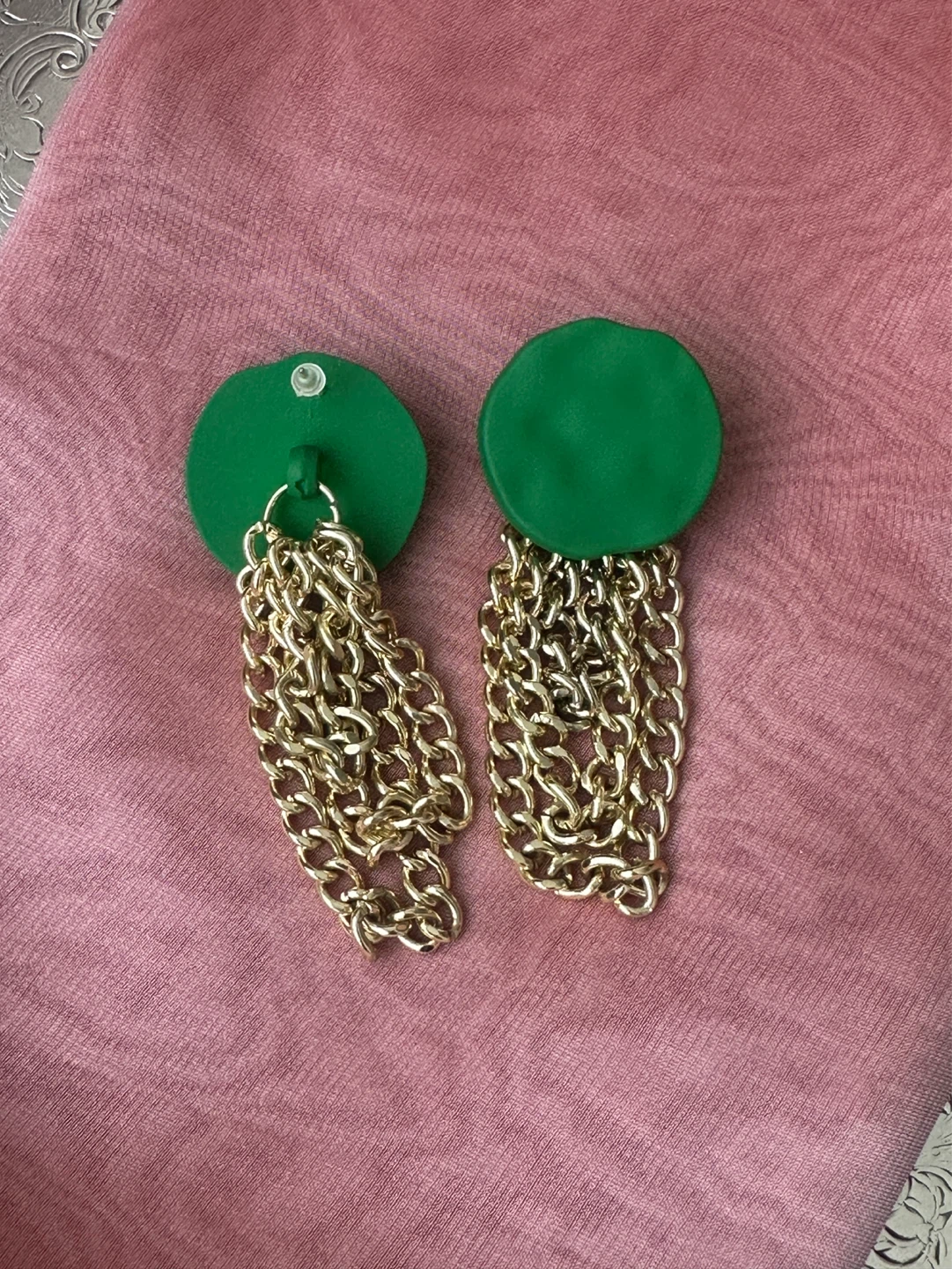 Green and Gold Dangle Statement Earrings - photo 3
