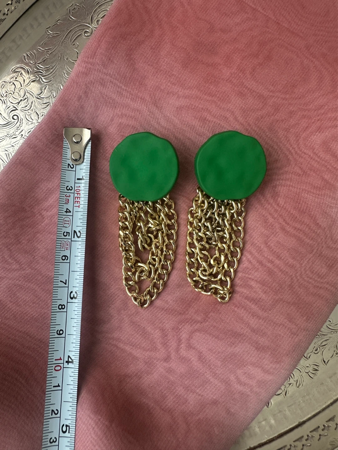 Green and Gold Dangle Statement Earrings - photo 4