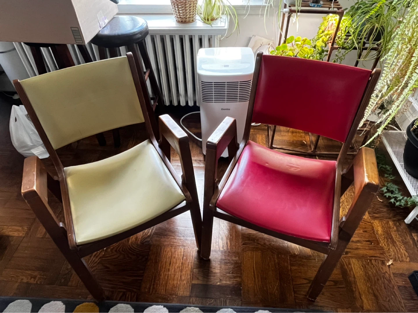 Vintage Armchairs - Red and Beige Set of 2