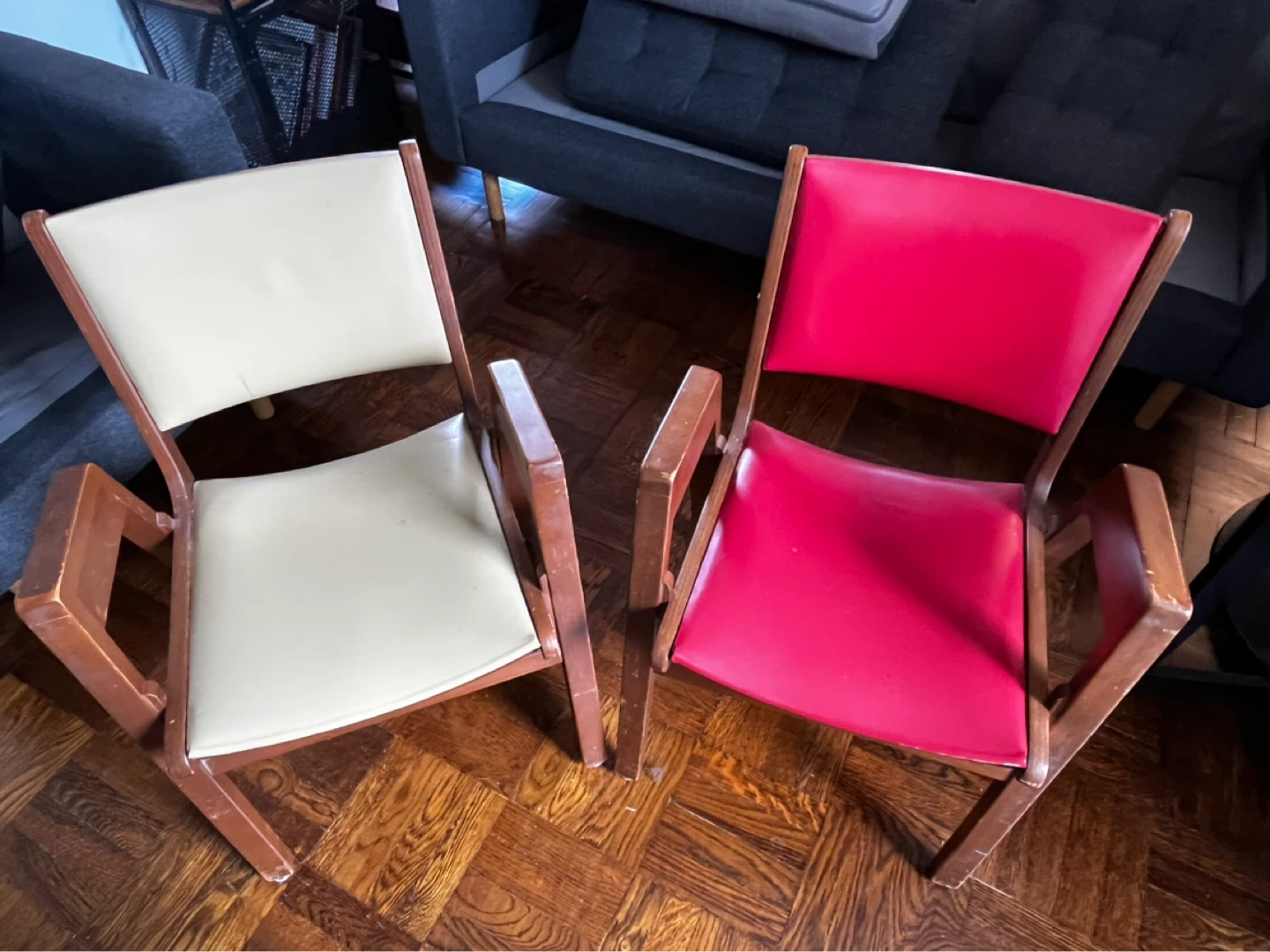 Vintage Armchairs - Red and Beige Set of 2 - photo 2
