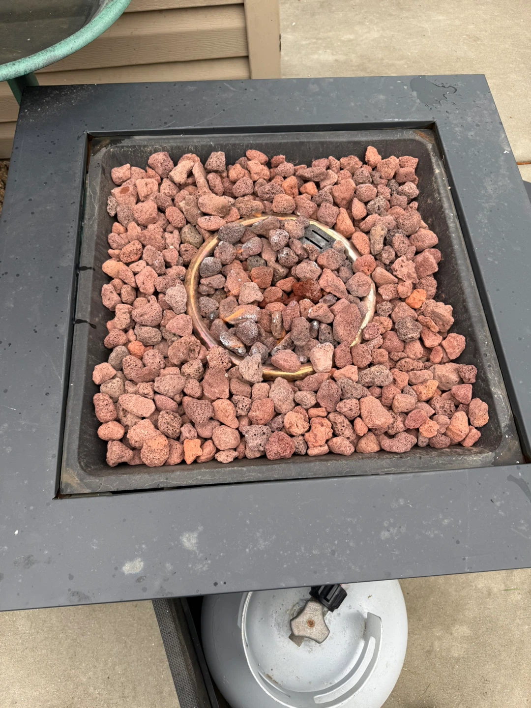 Square Propane Fire Pit with Lava Rocks