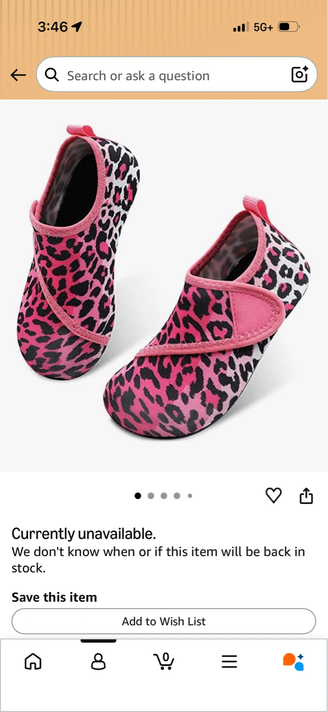 JIONFREE Unisex Child Toddler Water Shoes Leopard Print Pink