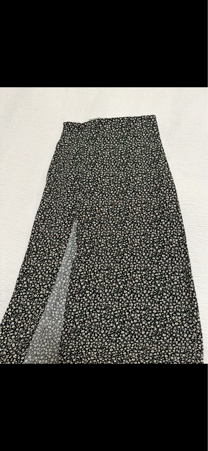 Floral Print Midi Skirt with Slit - photo 2