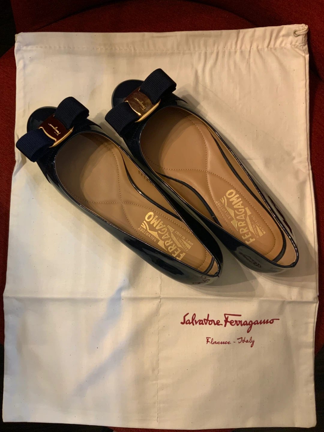 Salvatore Ferragamo Navy Blue flats Size 5.5