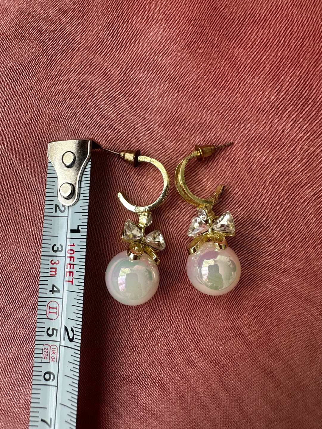 Pearl Bow Earrings Gold Tone - photo 3