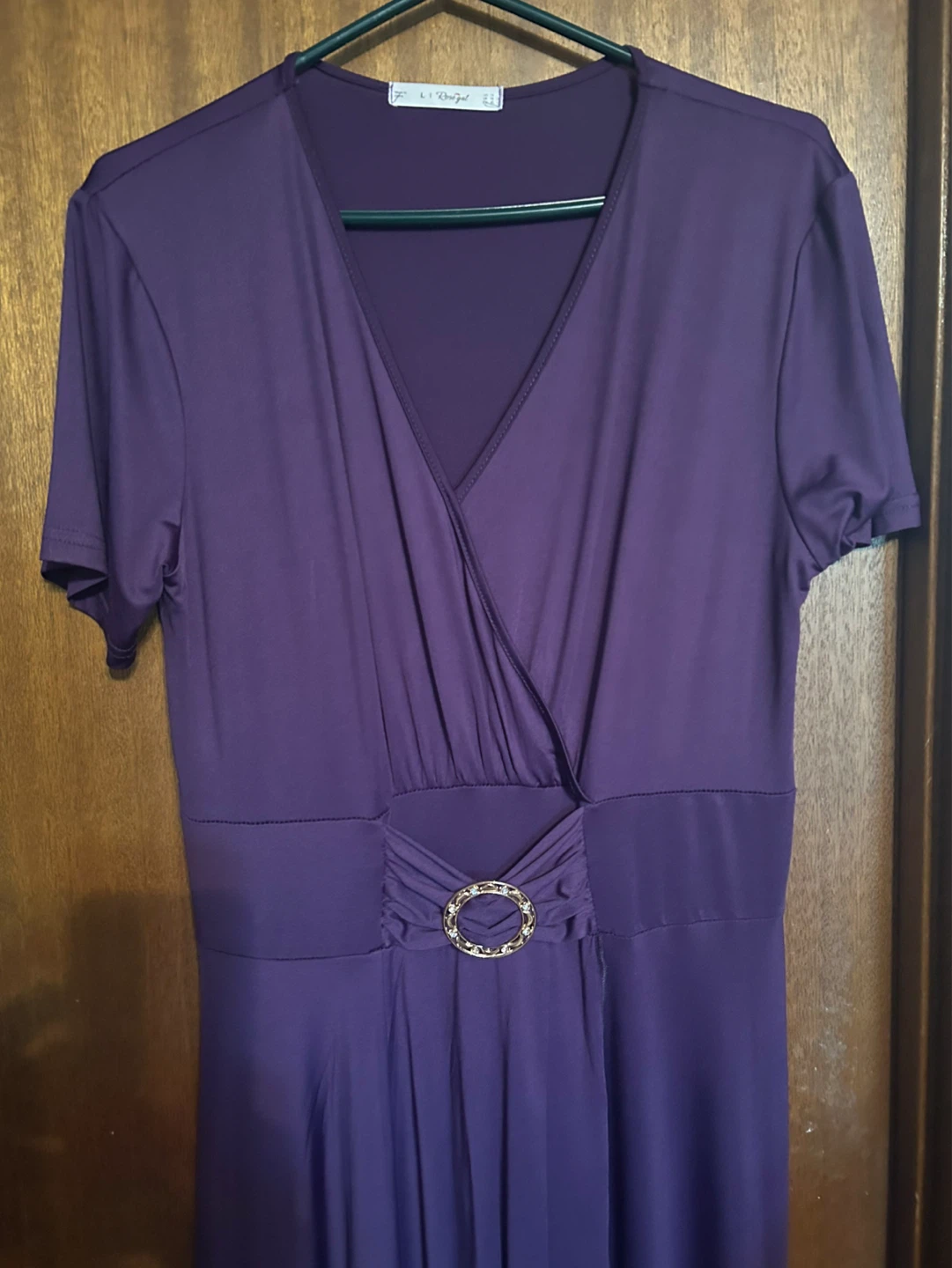 Purple Wrap Dress with Embellished Waist - photo 2