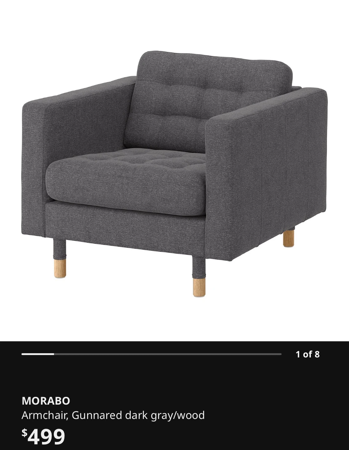 IKEA Morabo Armchair Dark Gray - photo 5