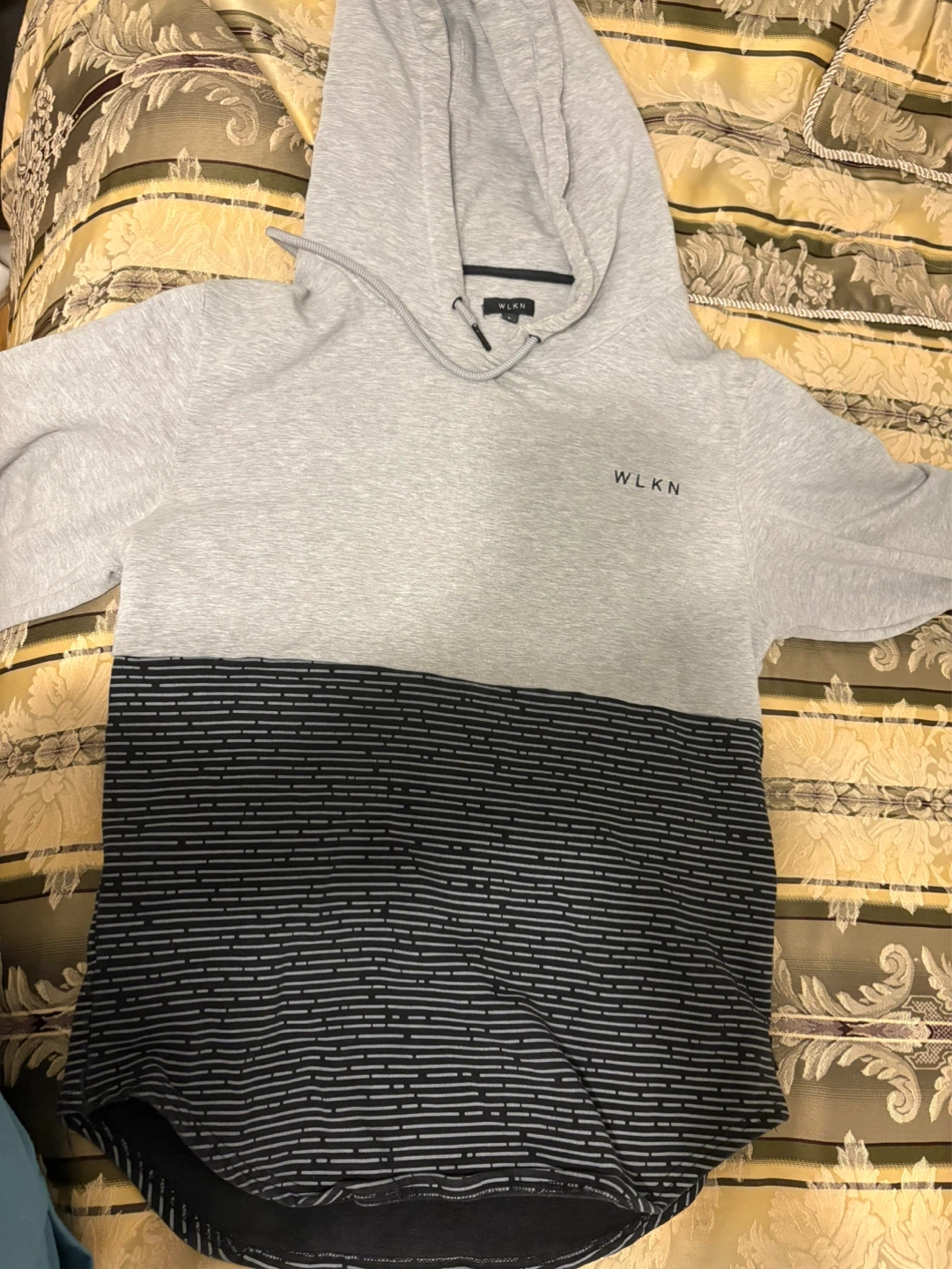 WLKN Grey and Black Striped Hoodie - Size L