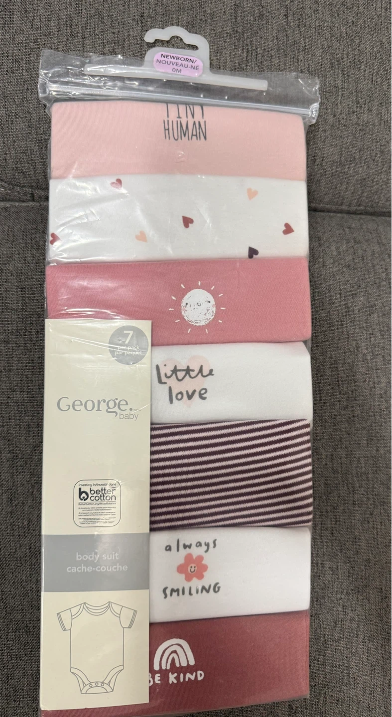 George Baby Newborn Bodysuits 7-Pack