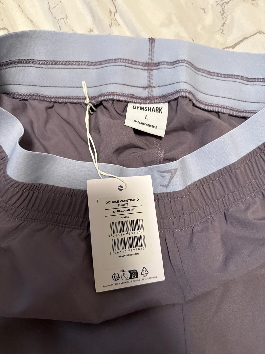 Gymshark Double Waistband Shorts - Purple - Size L - photo 2