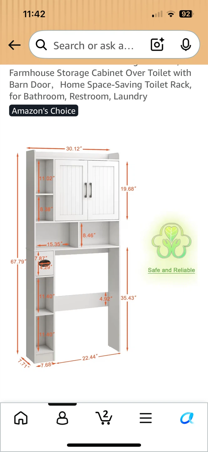 Farmhouse Storage Cabinet Over Toilet - photo 2