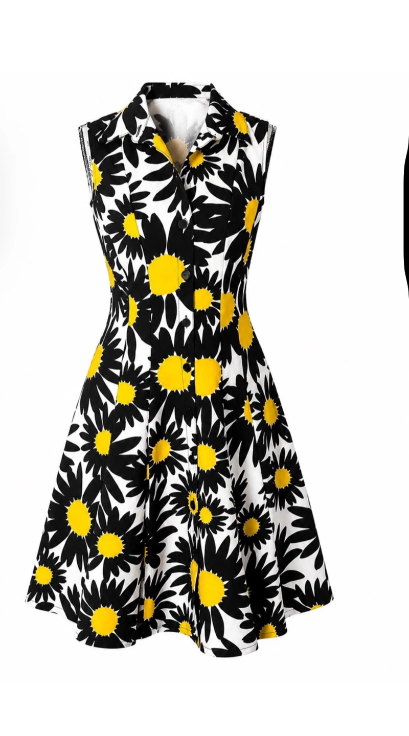 Sleeveless Daisy Print Dress - photo 3