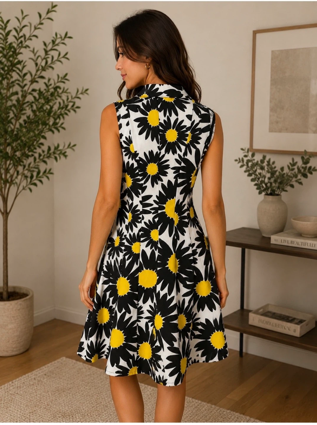 Sleeveless Daisy Print Dress - photo 2