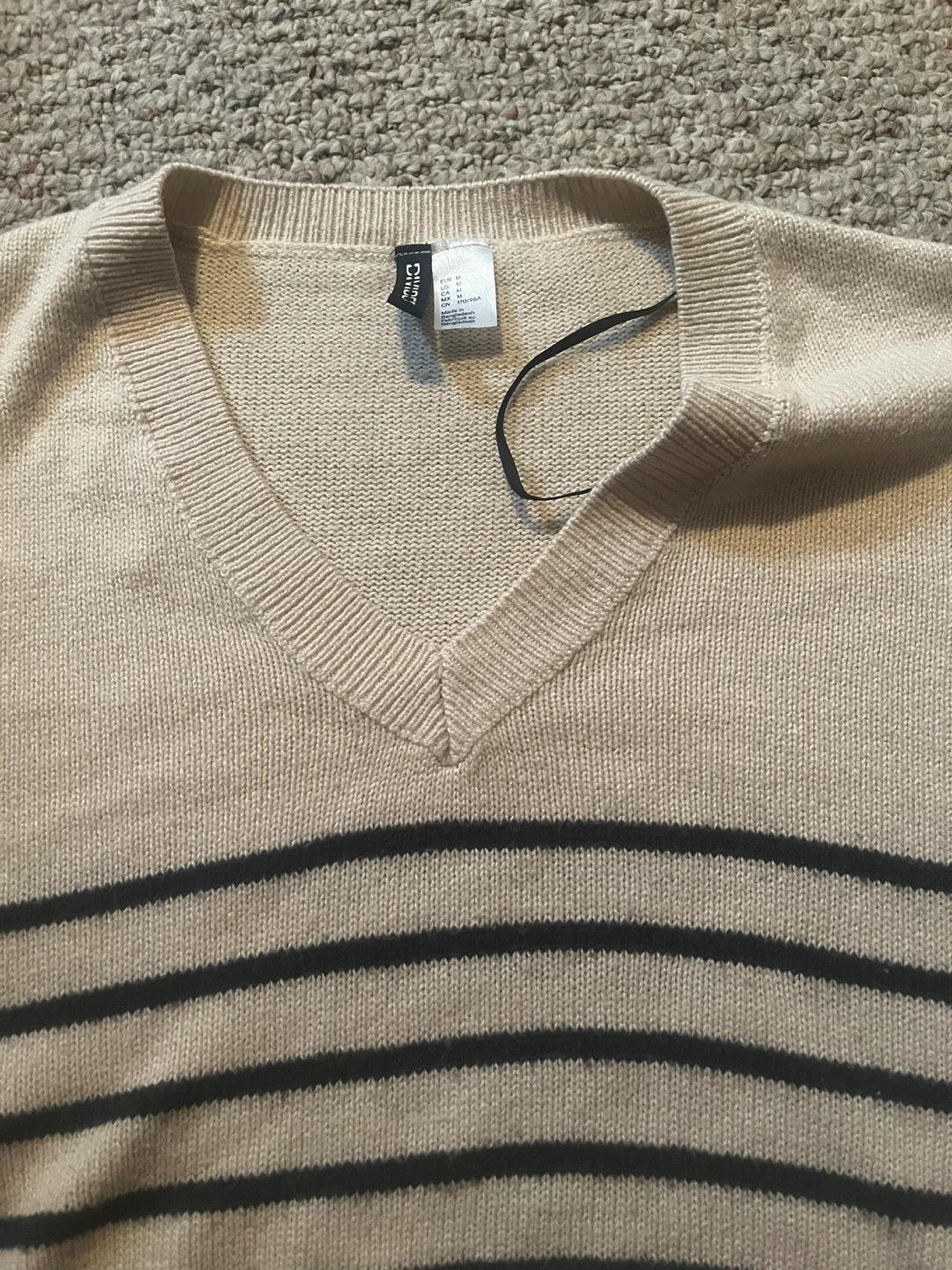 H&M Striped V-Neck Sweater - Size M