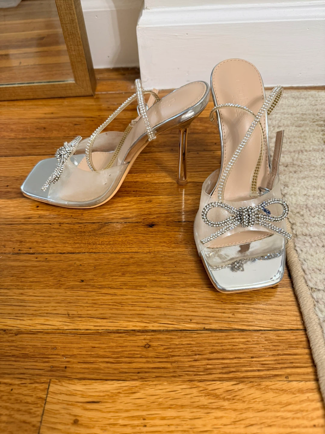 Stylist Clear Silver Rhinestone Bow Heels - photo 2