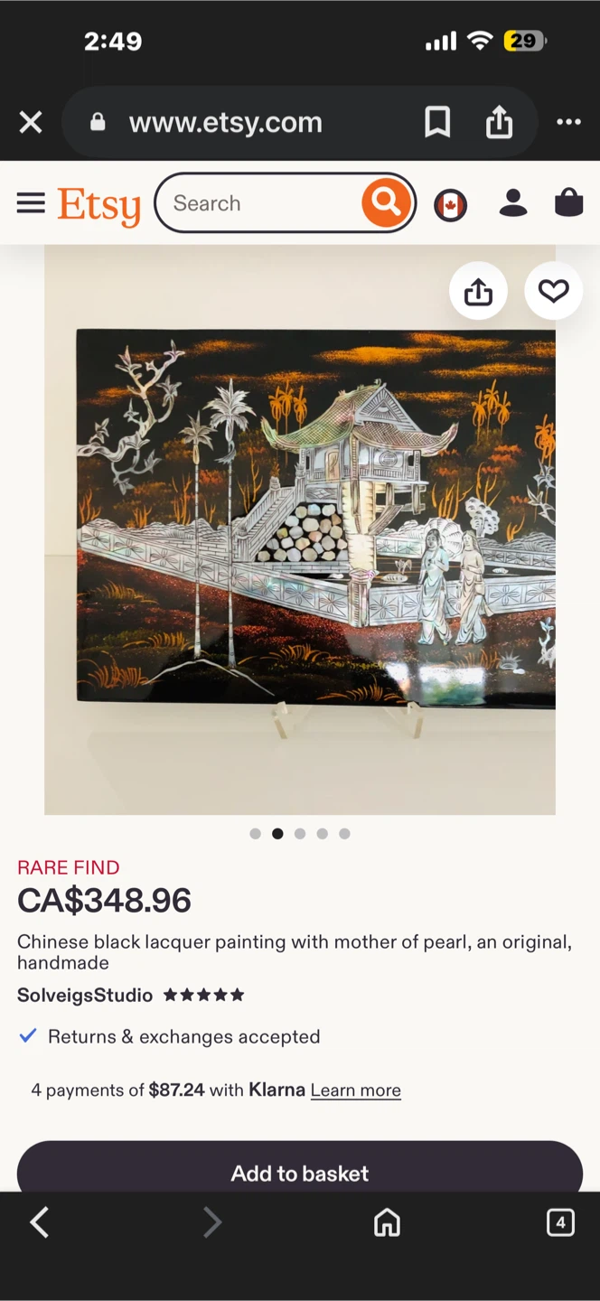 Chinese Black Lacquer Painting with Mother of Pearl