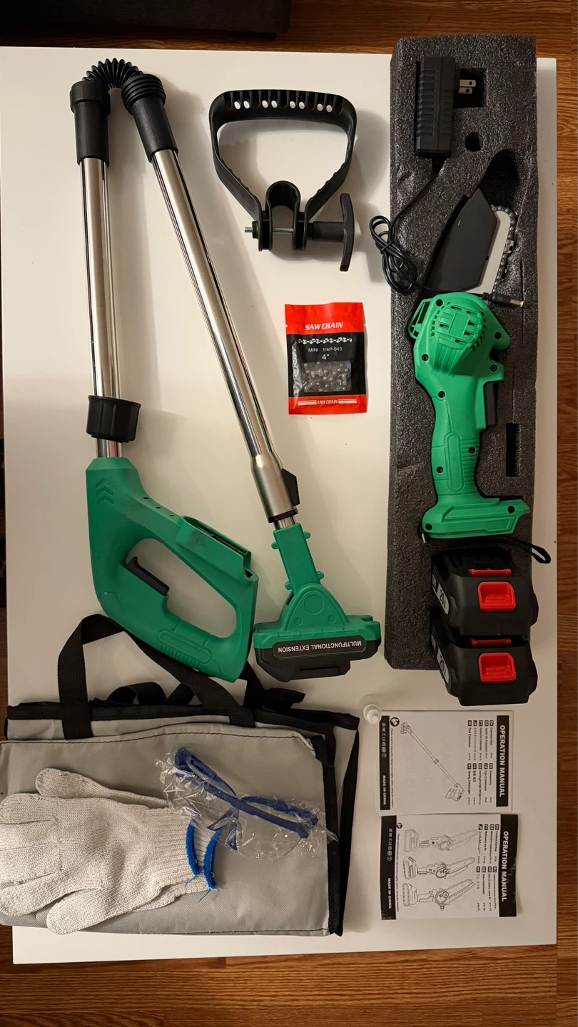 Cordless Garden Multi-Tool Set and chainsaw