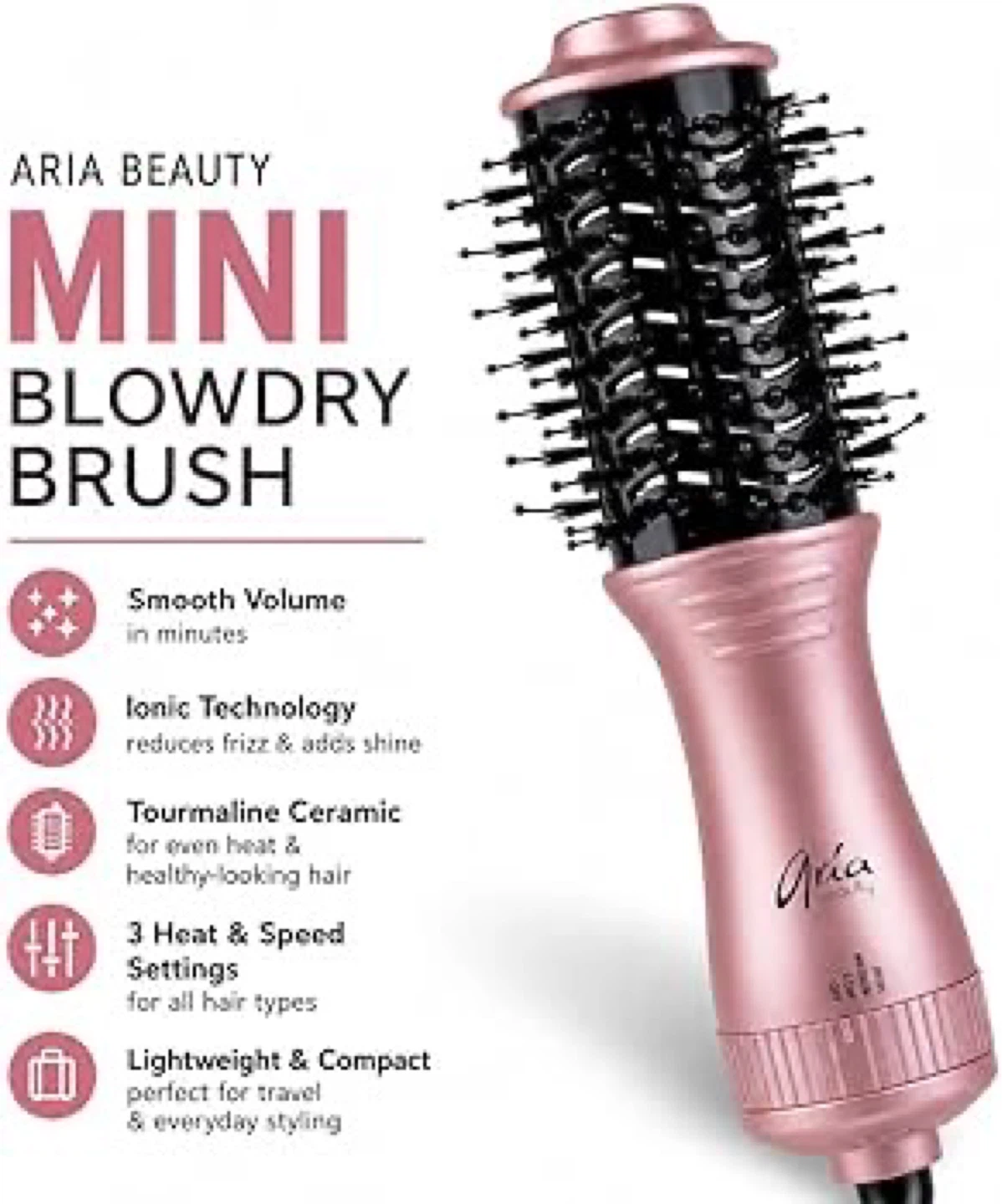 Aria Beauty Mini Blowdry Brush - Pink - photo 3