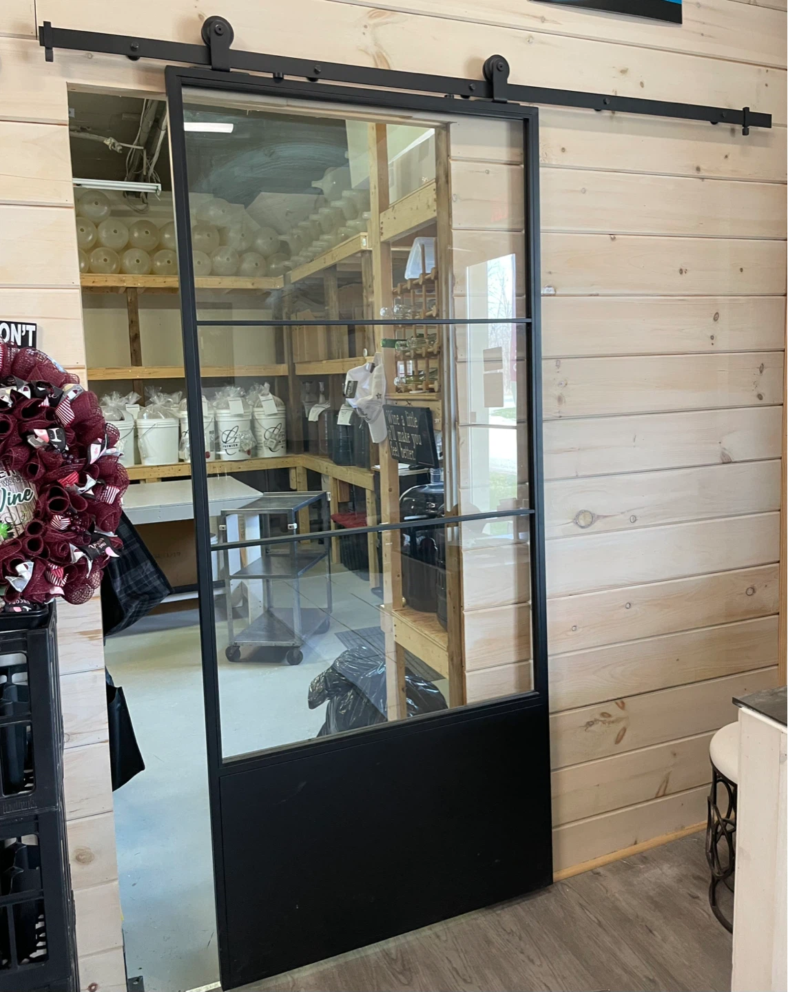 Industrial Style Barn Door with Glass