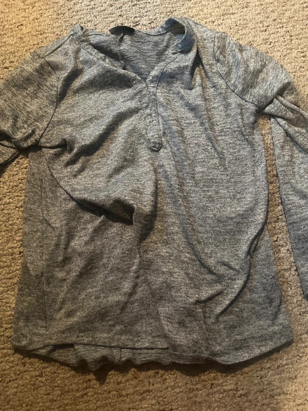 Grey V-Neck Long Sleeve Top