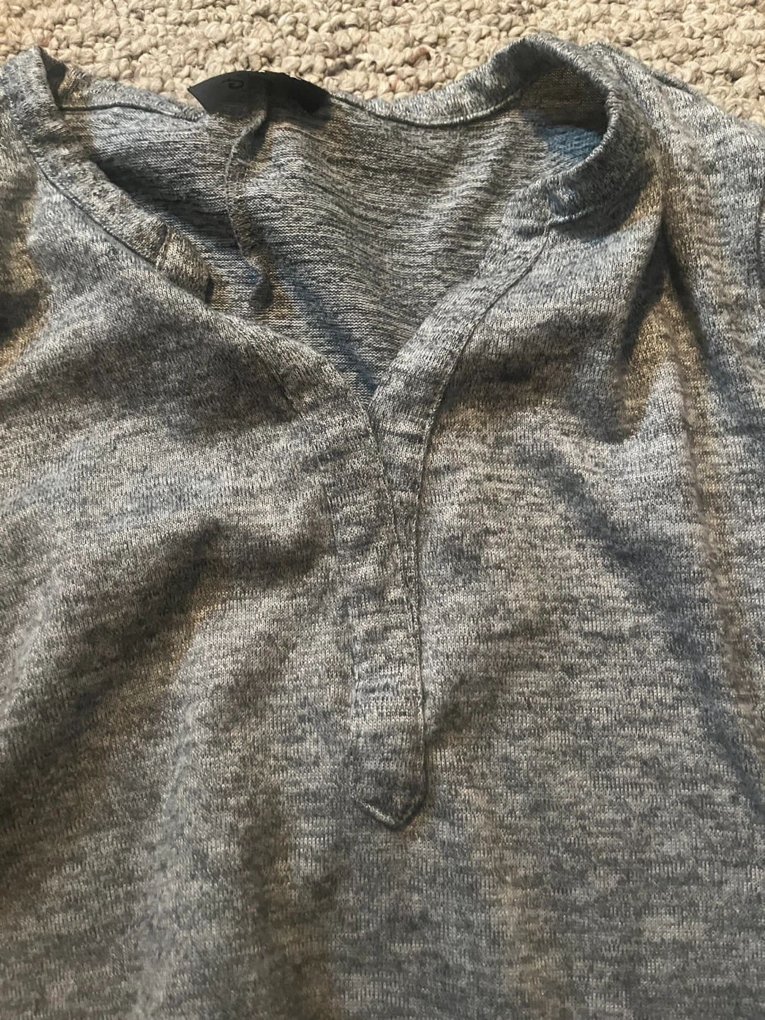 Grey V-Neck Long Sleeve Top - photo 3