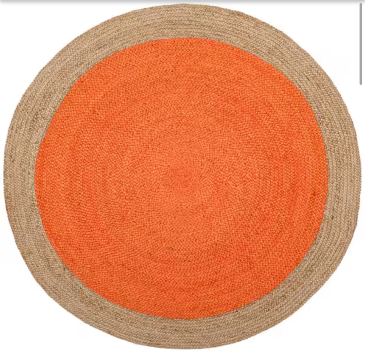 Round Jute Area Rug - Orange/Natural - photo 4