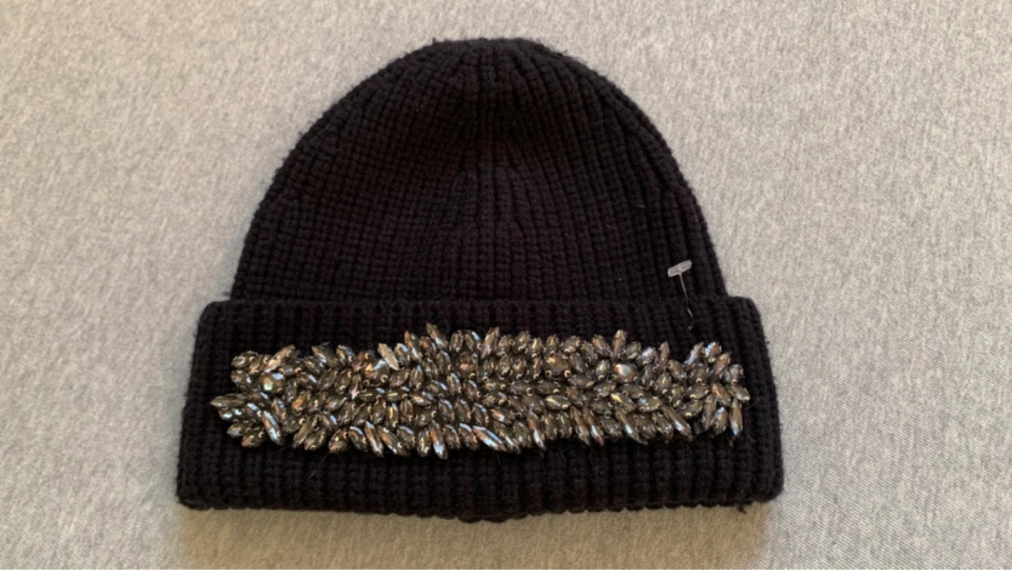 Rachel Zoe Black Embellished Beanie
