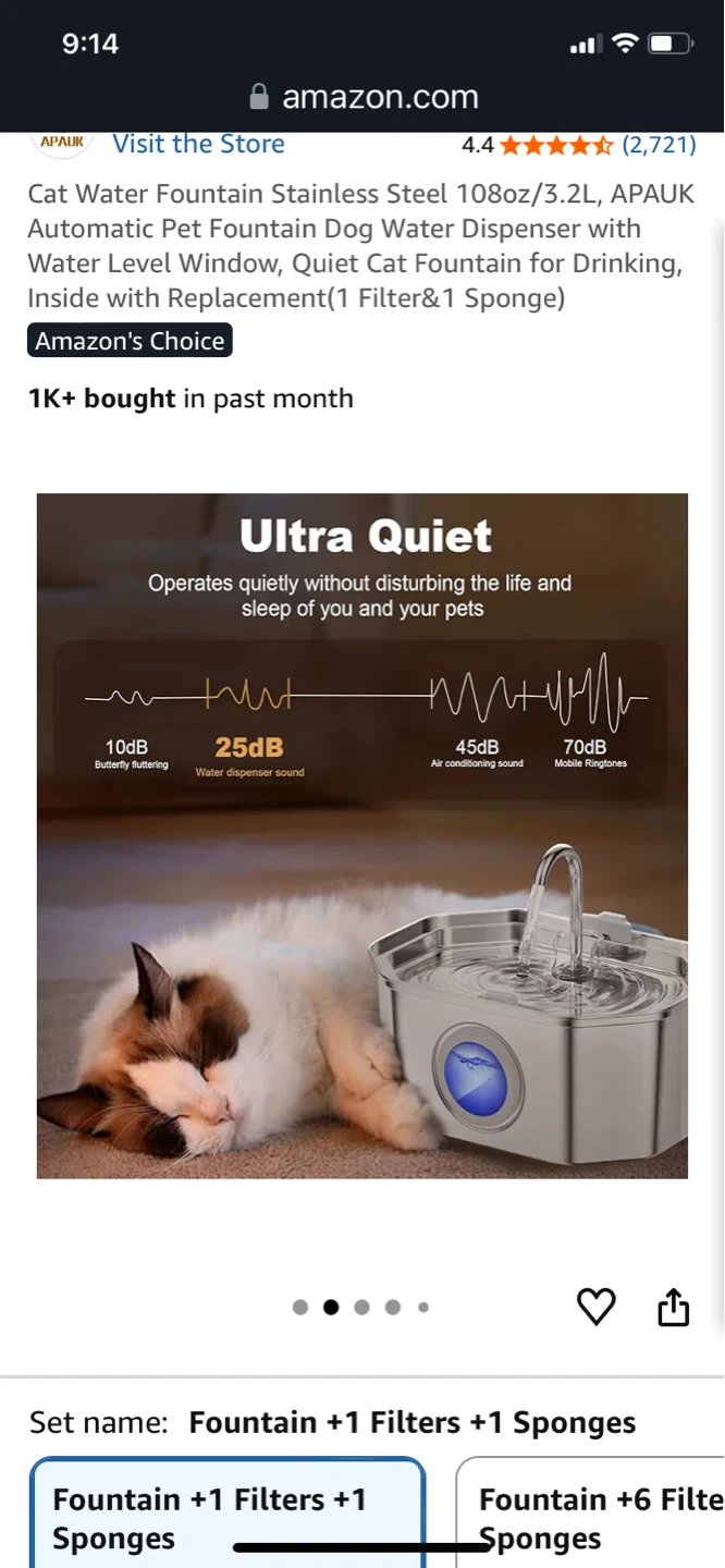 APUAK Stainless Steel Cat Water Fountain 3.2L - photo 2