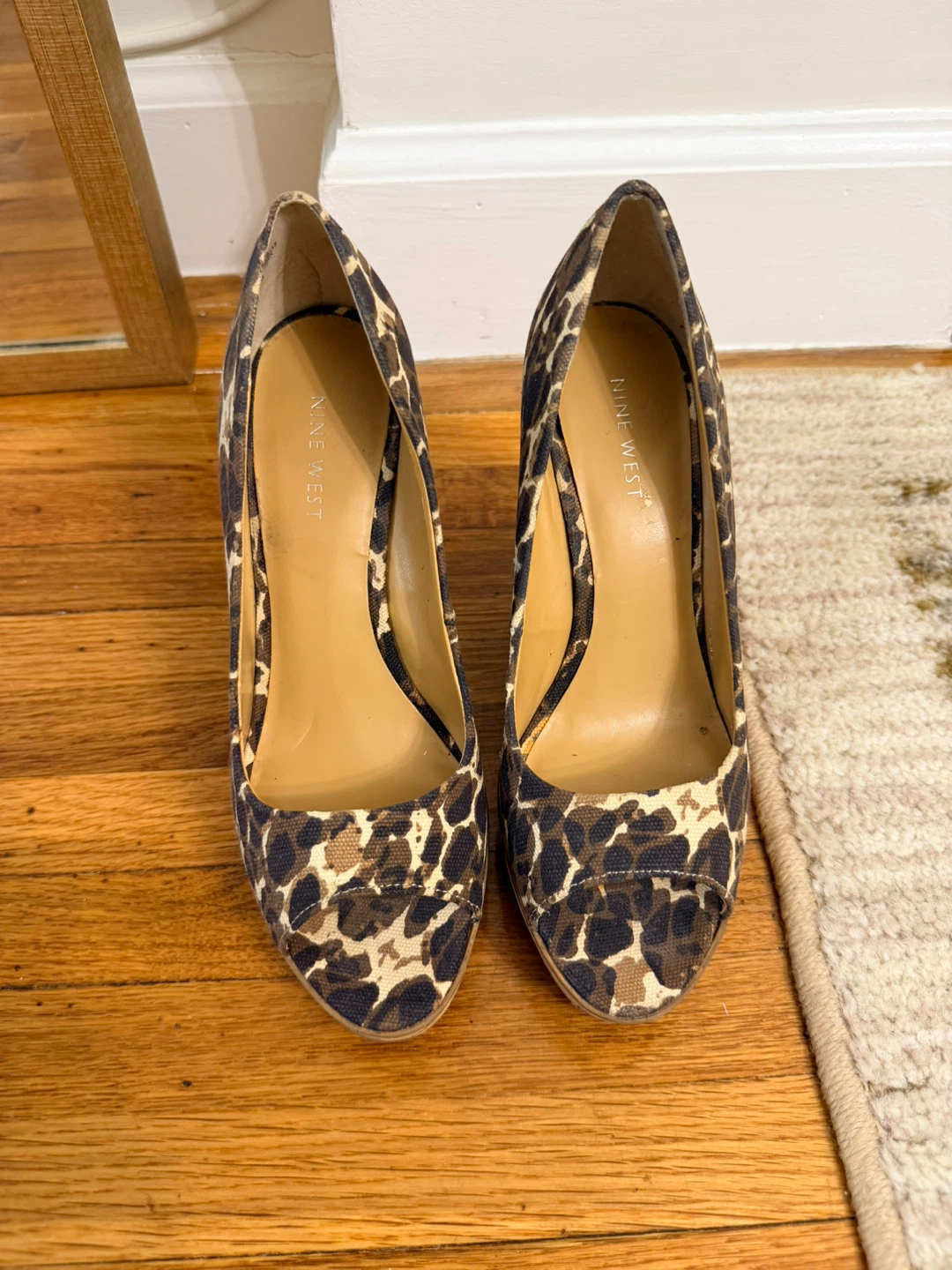 Nine West Women's Leopard Print Wedge Peep-Toe Heels
