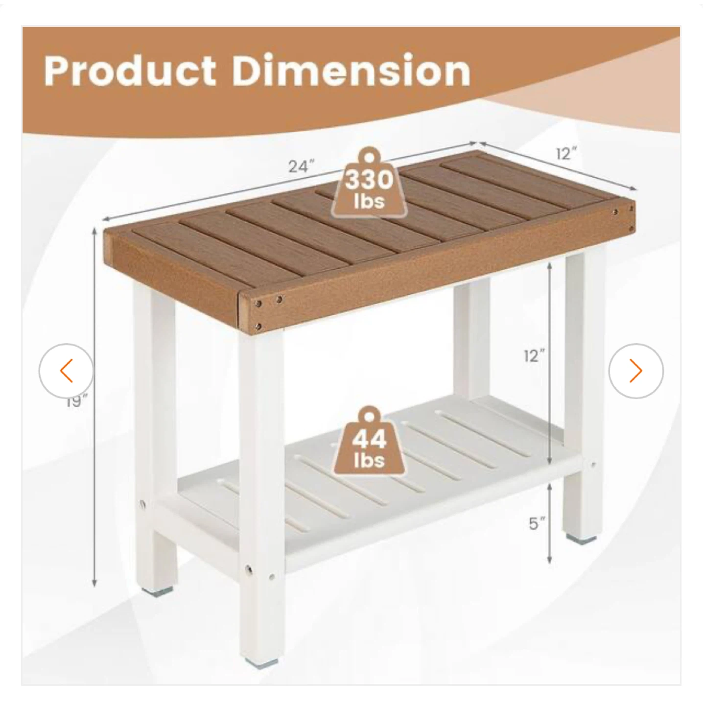 Wooden Shower Bench with Shelf - photo 2