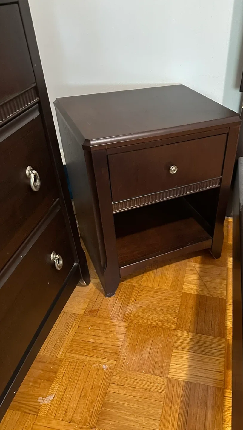 Dark Brown Dresser with Mirror and Nightstand Set - photo 2