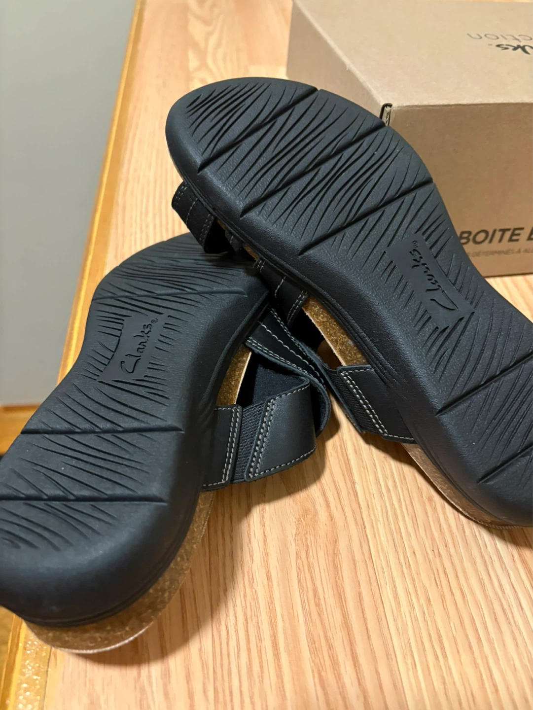 Clarks April Willow Black Leather Slide Sandals Size 8 - photo 5