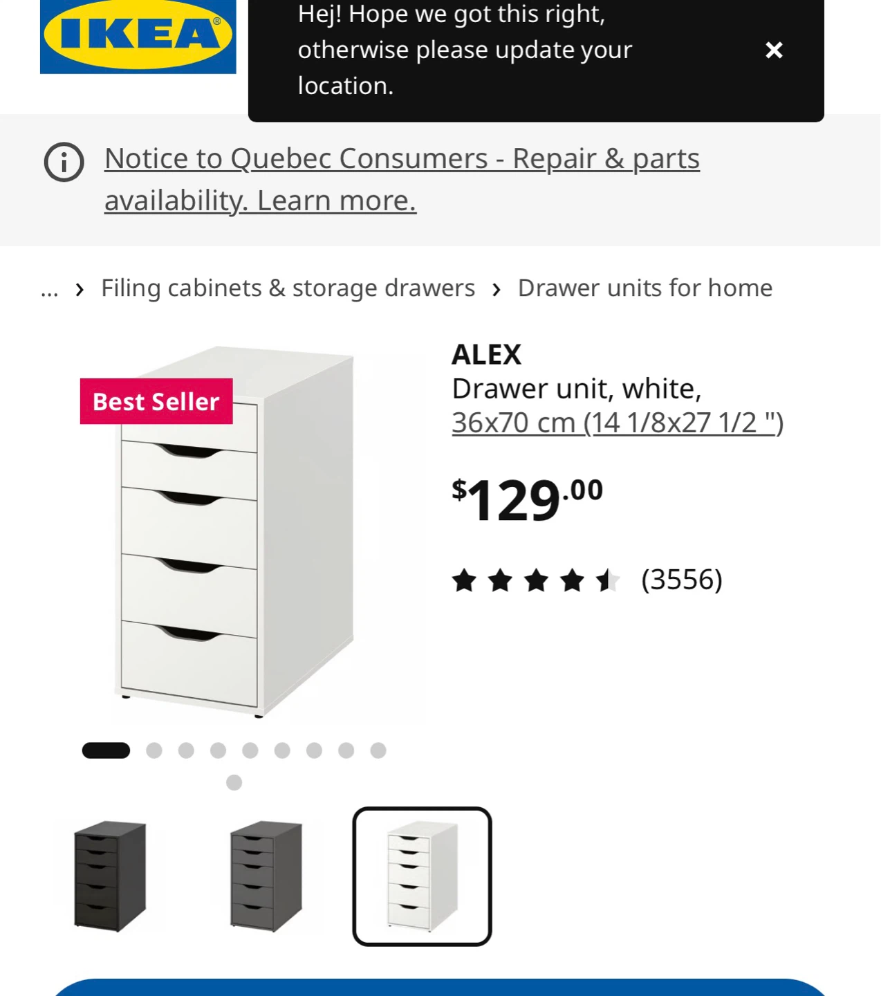 2- IKEA ALEX Drawer Unit, White - photo 2