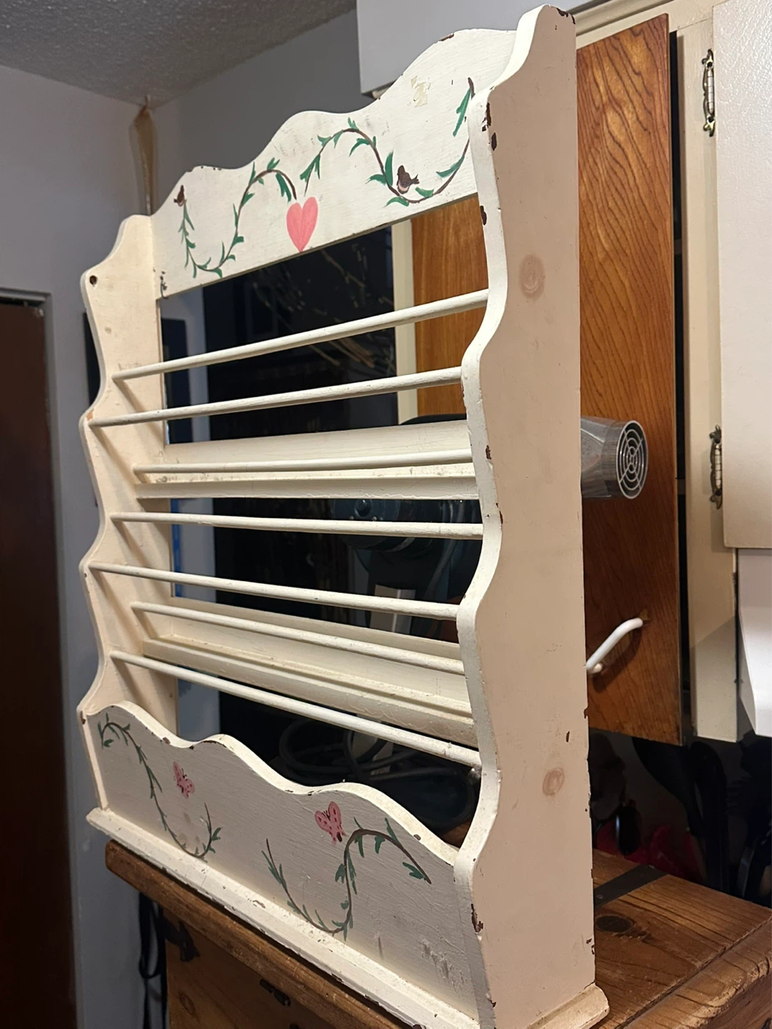 Farmhouse Shabby Chic Wall Hanging Plate Rack - photo 2