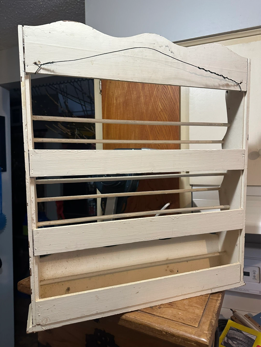 Farmhouse Shabby Chic Wall Hanging Plate Rack - photo 3