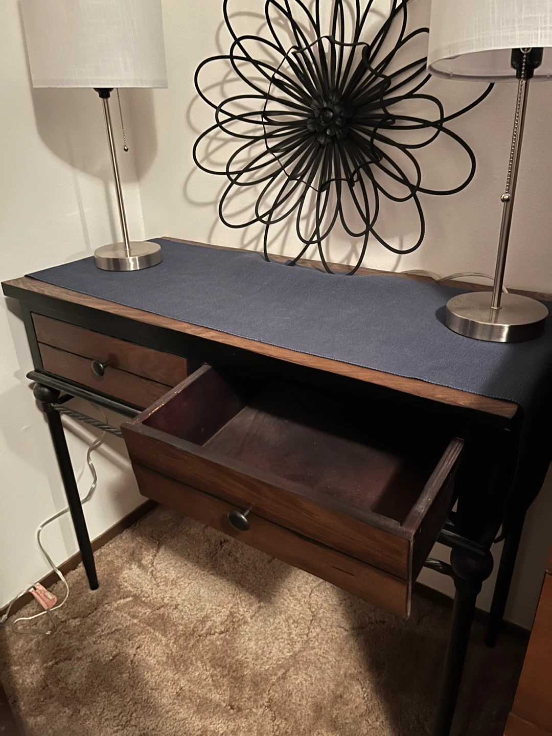 Wooden top console table with drawers - photo 2