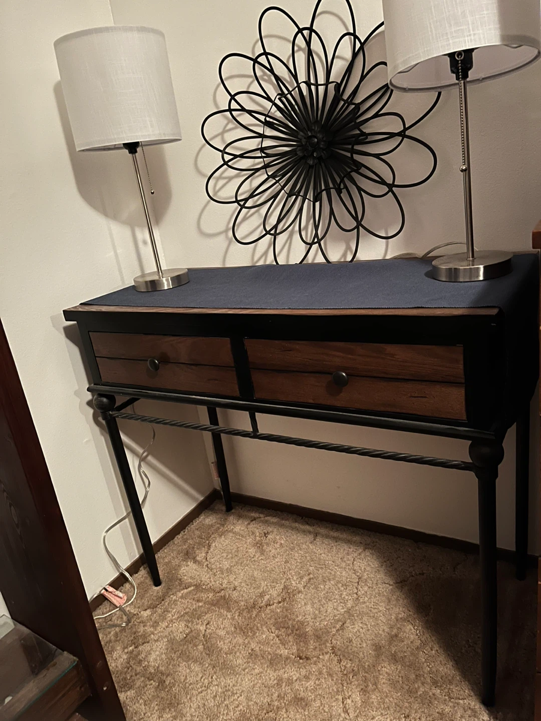 Wooden top console table with drawers