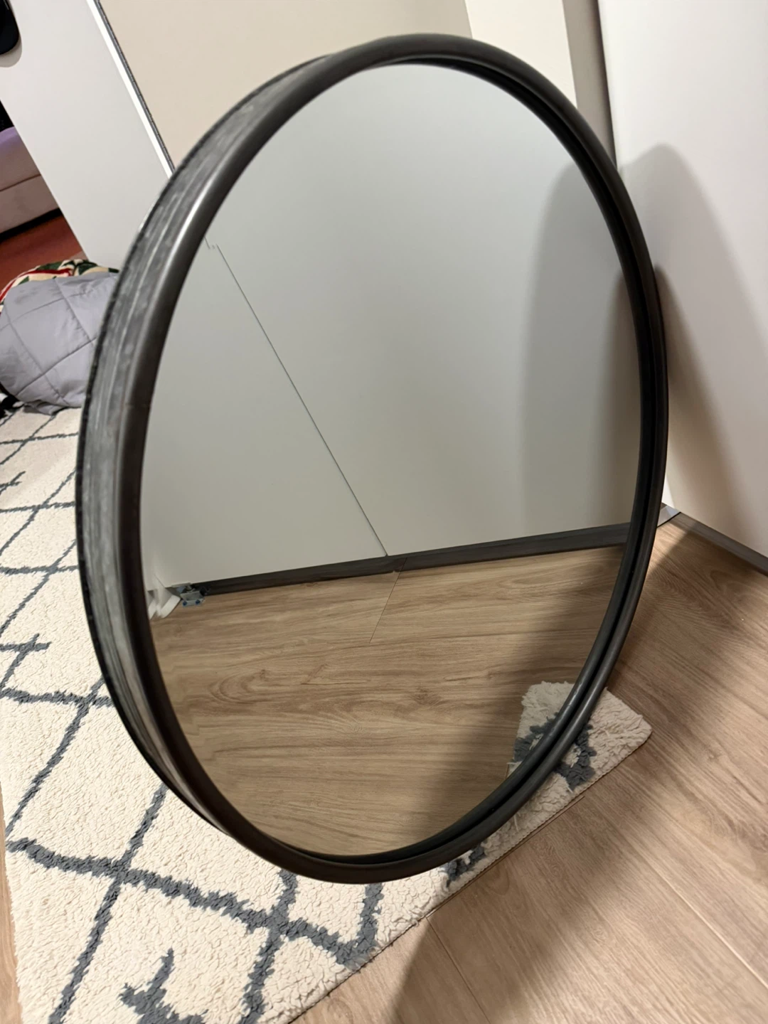 Round Wall Mirror with Dark Frame - photo 4