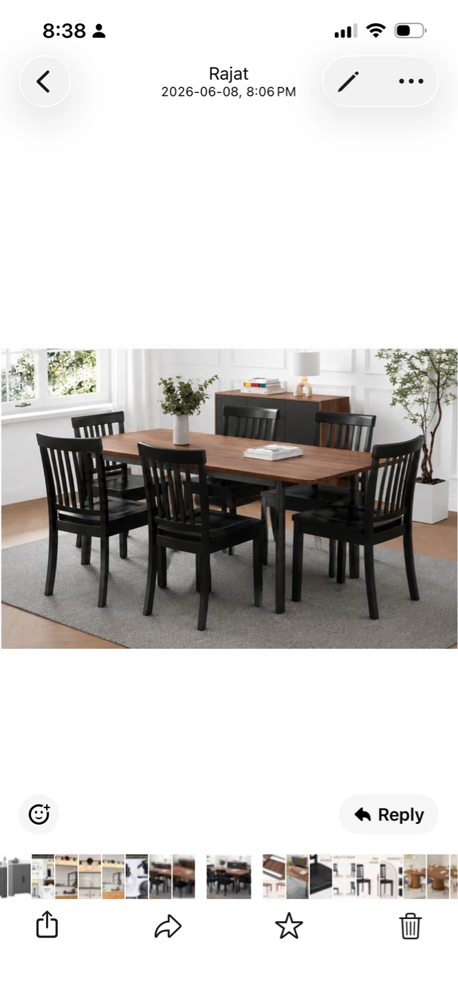 New Expandable Seven Piece Dining Table - Walnut Finish