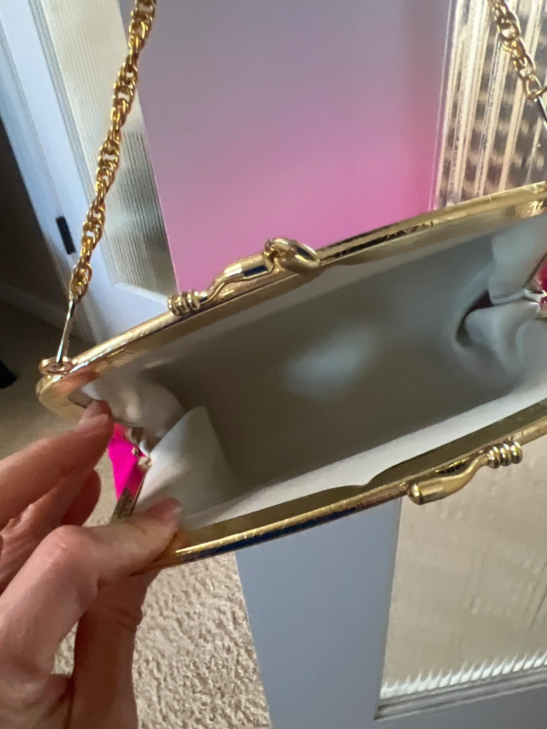Fuchsia Clutch with Gold Chain - photo 3